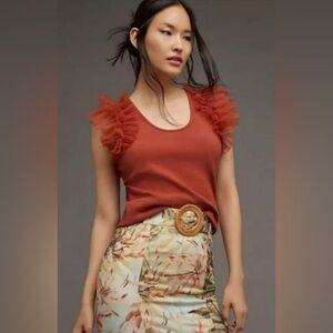 Bailey 44 Rust Ruffle Sleeve Blouse